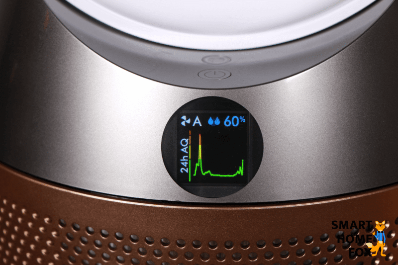 Die Grafik der Luftqualität auf dem Display des Dyson Purifier Humidify+Cool Formaldehyde PH04 der letzten 24 Stunden